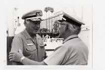 Leif Erickson and a U.S. Coast Guard Auxiliary member in a marina